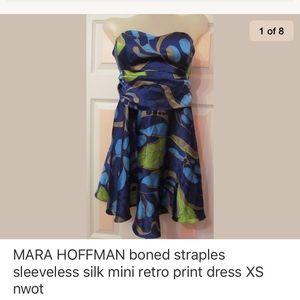 MARA HOFFMAN strapless boned multi silk mini dress